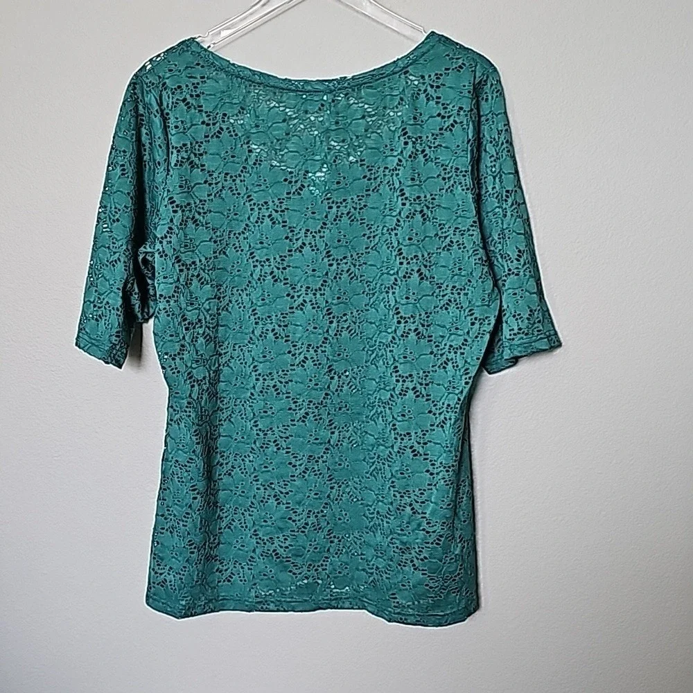 Maurices Romantic Going Out NWT XXL Green Short Sleeve Lace Top